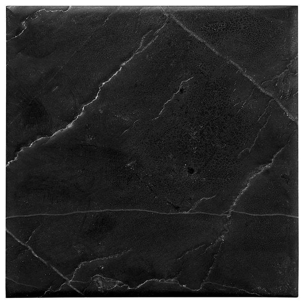 Velour Nero Marquina 4x4 Leather Marble Tile in Black, White, View 6, open zoomed image