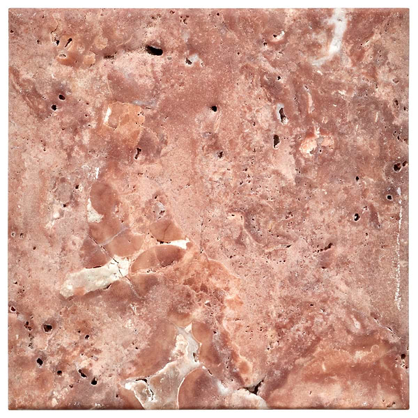 Velour Red Travertine 4x4 Leather Marble Tile in Red, View 6, open zoomed image