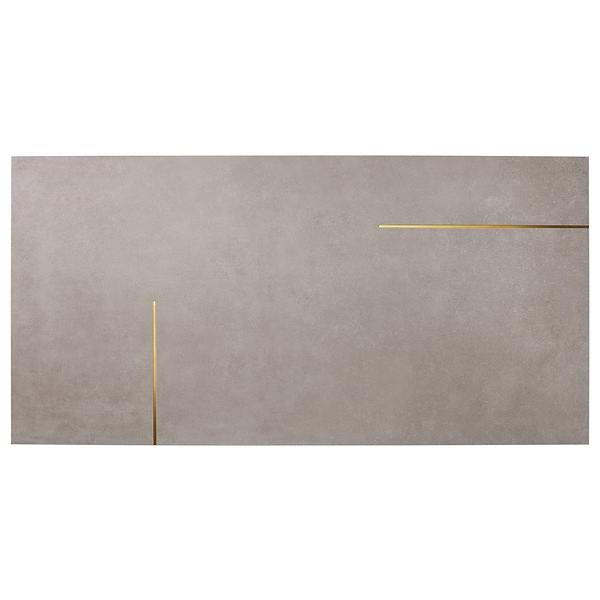 Lines Brass Inlay Greige 24X48 Matte Porcelain Tile in Greige and Gold, View 6, open zoomed image