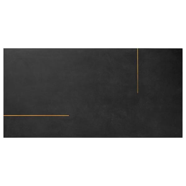 Lines Brass Inlay Black 24X48 Matte Porcelain Tile in Black and Gold, View 7, open zoomed image