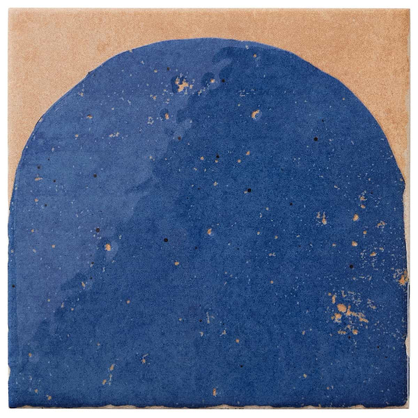 Essa Deco Blue 6x6 Terracotta Look Polished and Matte Porcelain Tile in Blue, Terracotta, View 6, open zoomed image