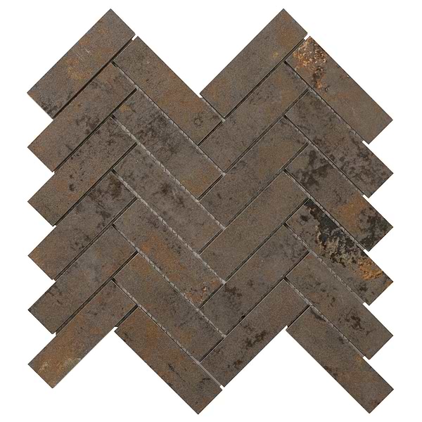 Portrait Copper 1x4 Herringbone Matte Mosaic Tile in Bronze, View 6, open zoomed image