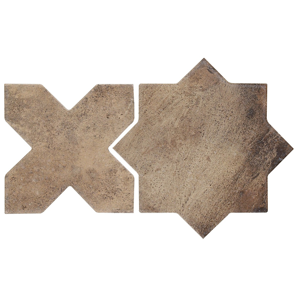 Parma Taupe Matte Star and Taupe Matte Cross 6" Terracotta Look Porcelain Tile
