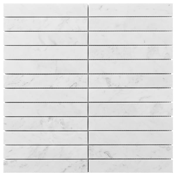 Bianco Carrara 1x6 Stacked Honed Marble Mosaic Tile