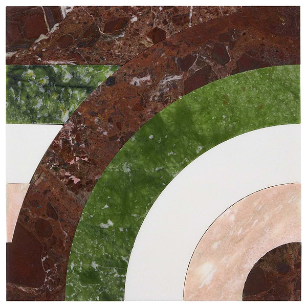 Elizabeth Sutton Arc Horizontal Rainbow Multicolor 12x12 Polished Marble Mosaic Tile