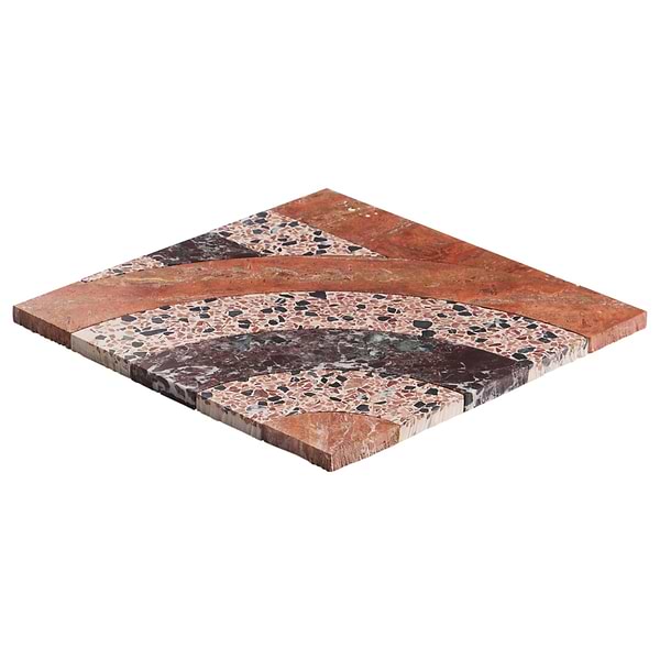 Elizabeth Sutton Arc Horizontal Canyon Terracotta 12x12 Honed Marble and Terrazzo Mosaic Tile