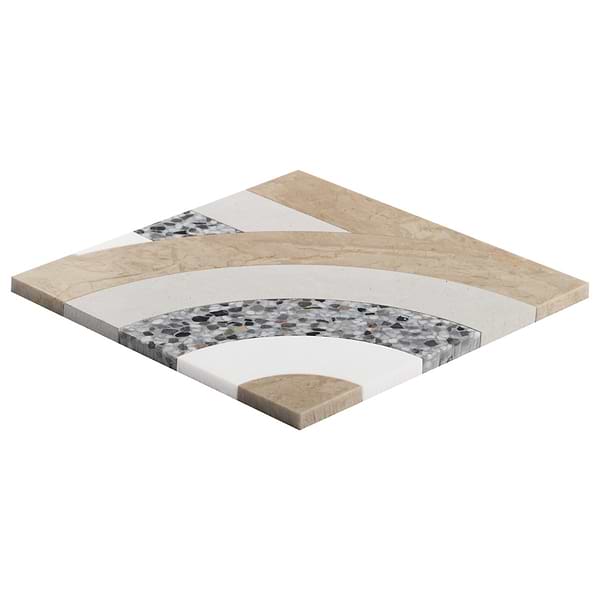 Elizabeth Sutton Arc Horizontal Desert Beige 12x12 Honed Marble and Terrazzo Mosaic Tile