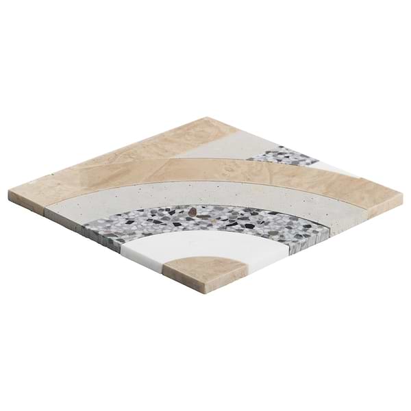 Elizabeth Sutton Arc Vertical Desert Beige 12x12 Honed Marble and Terrazzo Mosaic Tile