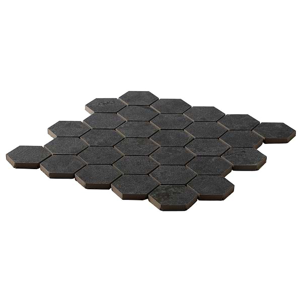 Portrait Black 2" Hex Matte Mosaic Tile in Black, View 6, open zoomed image