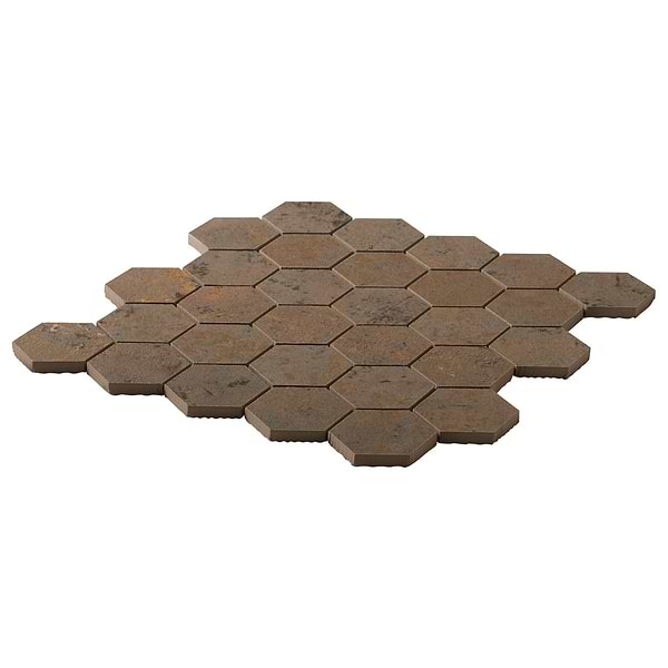 Portrait Copper 2" Hex Matte Mosaic Tile in Bronze, View 6, open zoomed image
