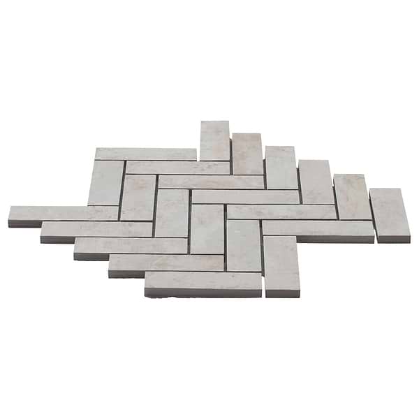 Portrait Ivory 1x4 Herringbone Matte Mosaic Tile in White, View 6, open zoomed image