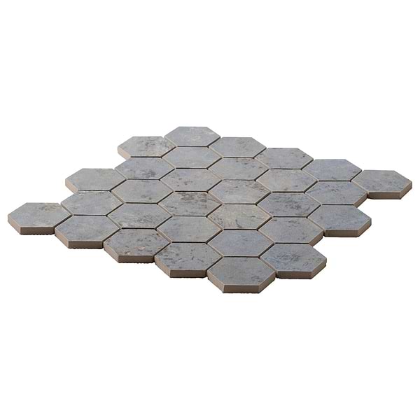 Portrait Ocean Blue 2" Hex Matte Mosaic Tile in Blue Gray, View 6, open zoomed image