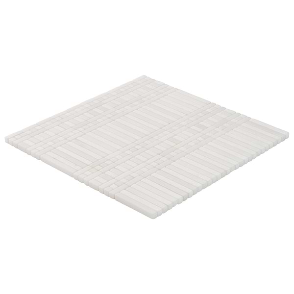 Ellery White Thassos Tumbled Marble Mosaic Tile in White, View 6, open zoomed image