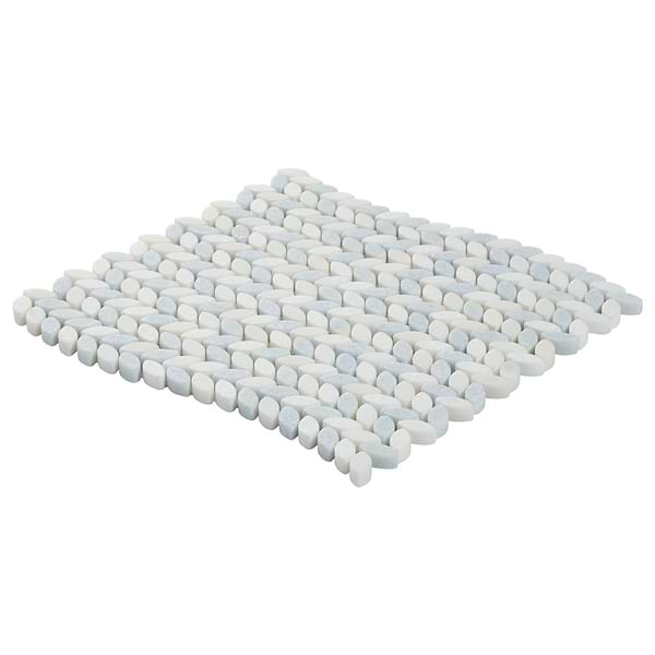 Dova Azul Tumbled Waterjet Marble Mosaic Tile in Blue, White, View 6, open zoomed image