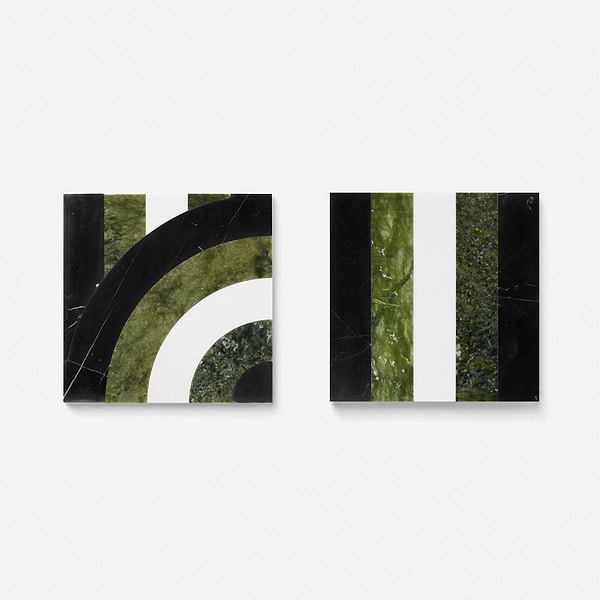 Elizabeth Sutton Arc Interlock Soul Green & Black 12x12 Polished Marble Mosaic Tile