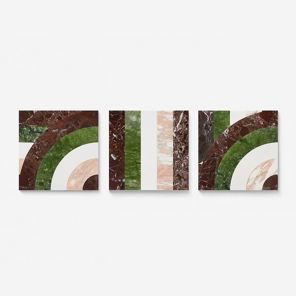 Elizabeth Sutton Arc Wave Rainbow Multicolor 12x12 Polished Marble Mosaic Tile