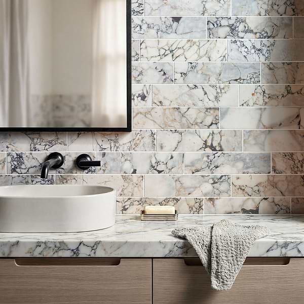 Calacatta Monet 3x12 Honed Marble Tile