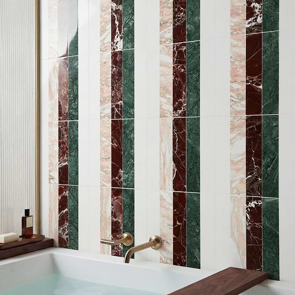 Elizabeth Sutton Arc Linear Passion Multicolor 12x12 Polished Marble Mosaic Tile