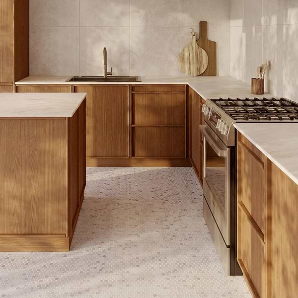 Cream Misto Beige 1" Penny Round Honed Marble Mosaic Tile