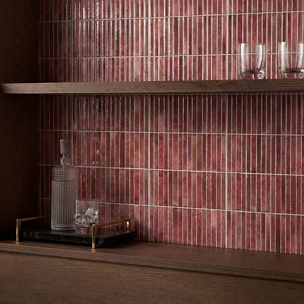 Curve Fluted Red 6x12 3D Glossy Ceramic Tile