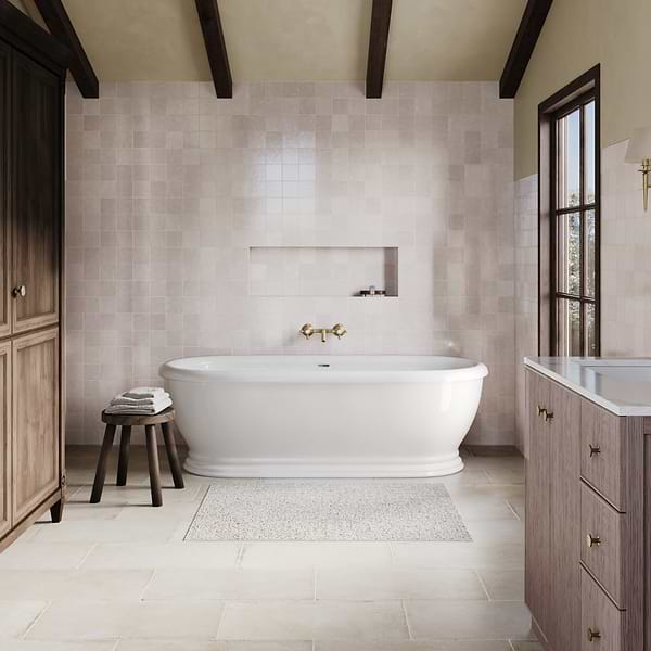 Zelora Cloud White 4x4 Zellige Look Glossy Ceramic Tile