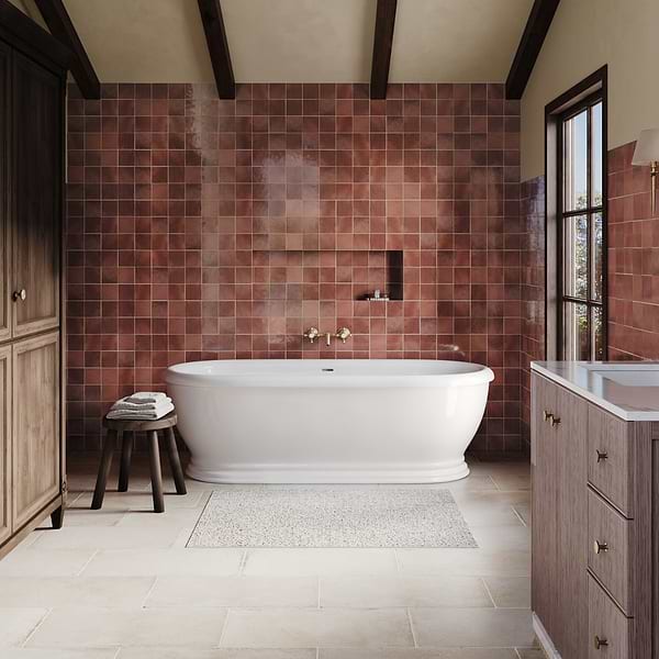 Zelora Chestnut Brown 4x4 Zellige Look Glossy Ceramic Tile