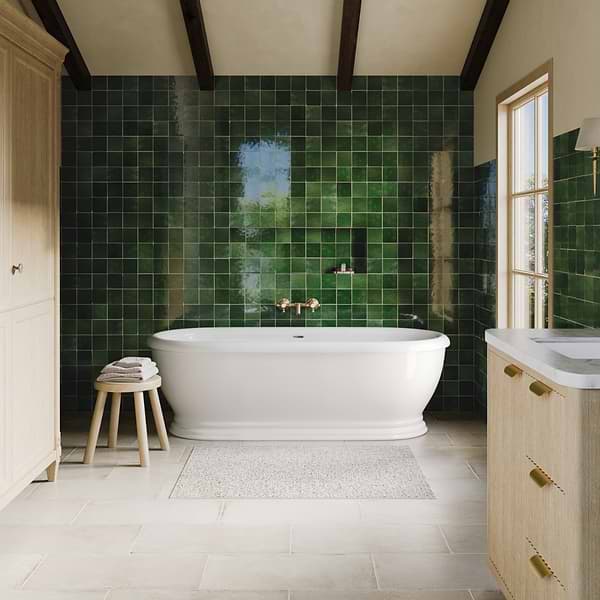 Zelora Forest Green 4x4 Zellige Look Glossy Ceramic Tile