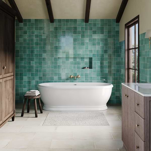 Zelora Mint Green 4x4 Zellige Look Glossy Ceramic Tile