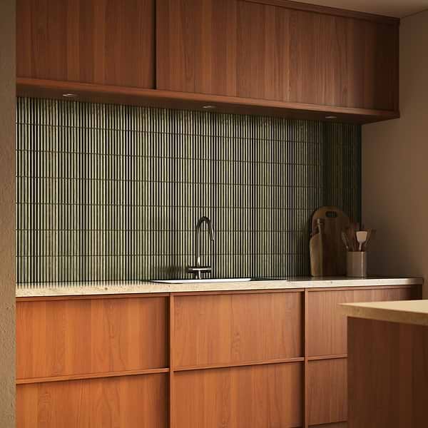 Curve Fluted Green 6x12 3D Glossy Ceramic Tile