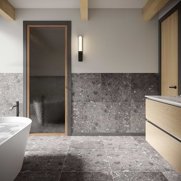 Rizo Charcoal Gray 24x24 Matte Porcelain Tile in Charcoal, View 6, open zoomed image