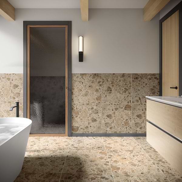 Rizo Desert Beige 24x24 Terrazzo Look Matte Porcelain Tile