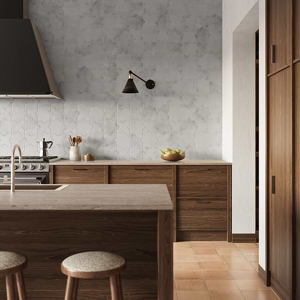 Parma Dove Gray Matte Star and Dove Gray Matte Cross 6" Porcelain Tile