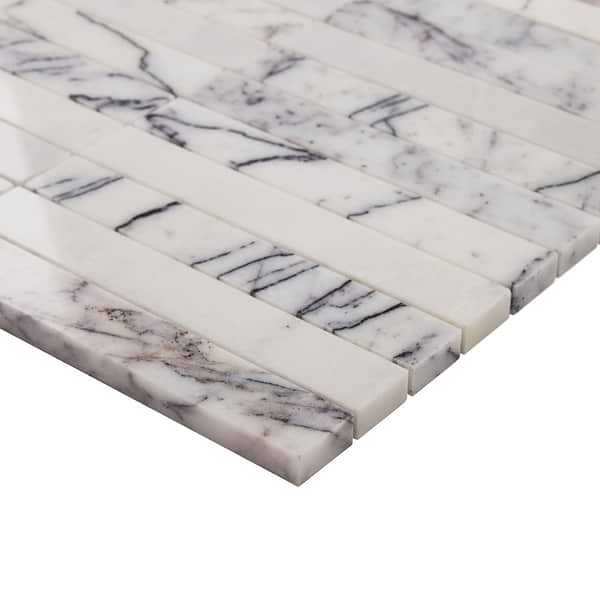 Lilac Premium 1x6 Stacked Polished Marble Mosaic TIle