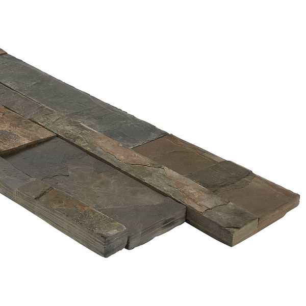 Tenerife Earth Gray 6x24 Splitface Slate Stacked Stone Tile