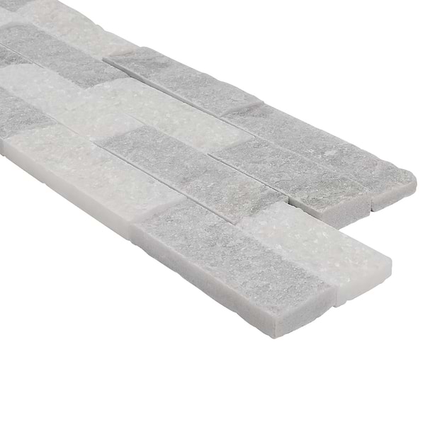 Tenerife Glacier Gray 6x24 Splitface Marble Stacked Stone Tile