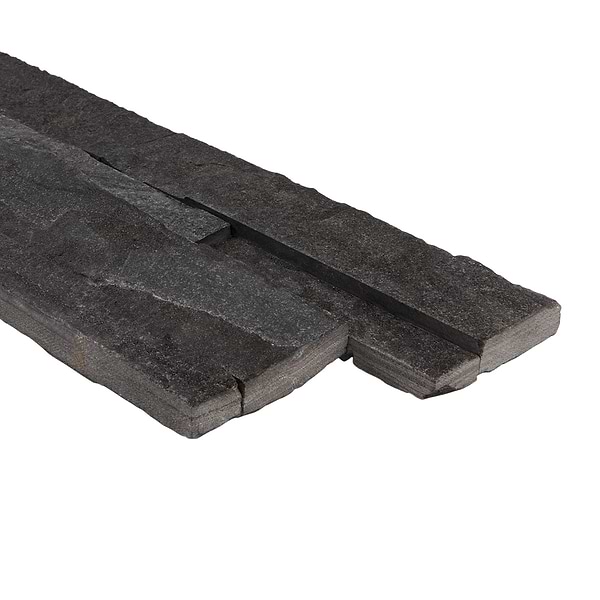 Tenerife Titanium Black 6x24 Splitface Quartzite Stacked Stone Tile