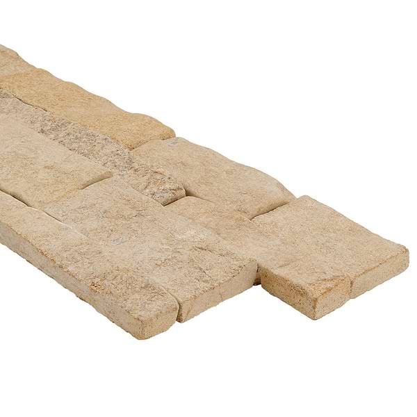 Tenerife French Cremar Beige 6x24 Brokenface Limestone Stacked Stone Tile