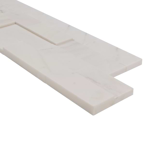 Tenerife Aspen White 6x24 Honed Marble Stacked Stone Tile
