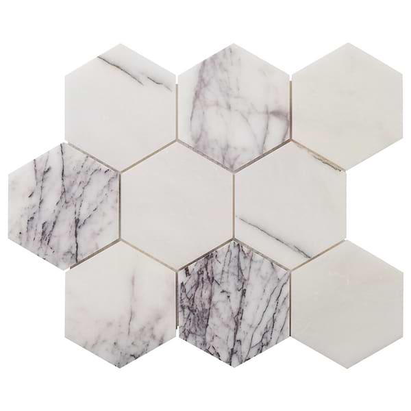 Lilac Premium 4" Hexagon Honed Marble Mosaic Tile