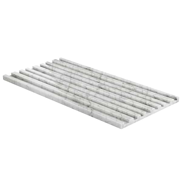 Stonework Barcode Carrara White 12x24 3D Polished Marble Tile