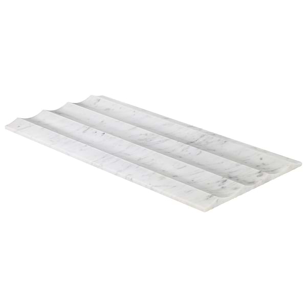 Stonework Fluted Carrara White 12x24 3D Honed Marble Tile