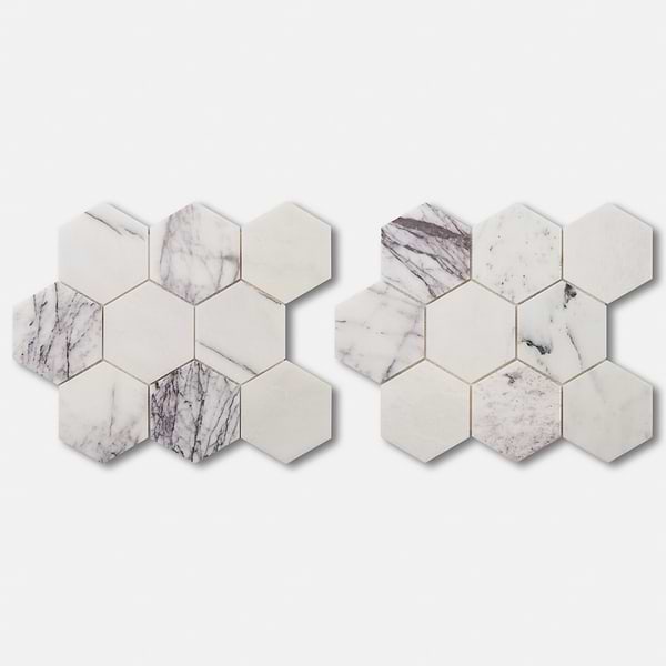 Lilac Premium 4" Hexagon Honed Marble Mosaic Tile