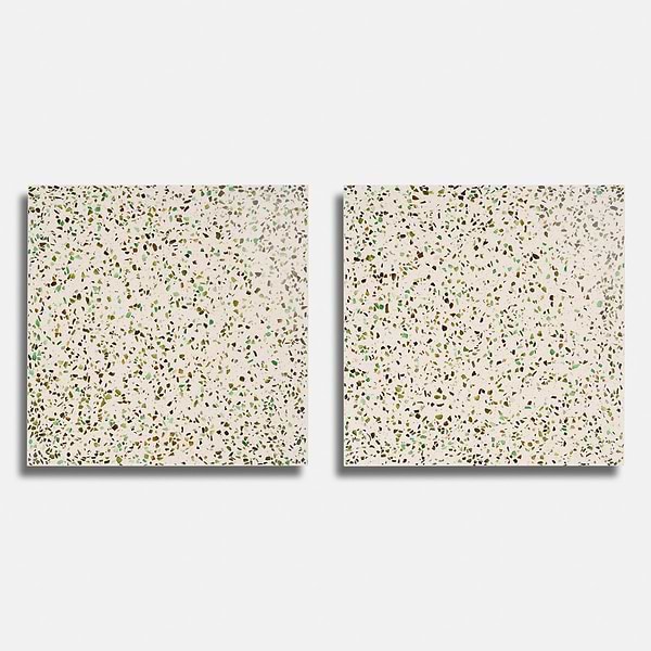 Veritas Terrazzo Creme with Emerald Green 16x16 Polished Terrazzo Tile