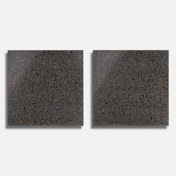 Veritas Terrazzo Sombra Charcoal with Gold 16x16 Polished Terrazzo Tile
