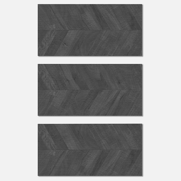 Kenridge Chevron Black 24x48 Wood Look Matte Porcelain Tile