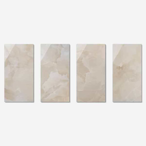 Harmonyx Coconut White 24x48 Onyx Look Polished Porcelain Tile in Warm White, View 6, open zoomed image