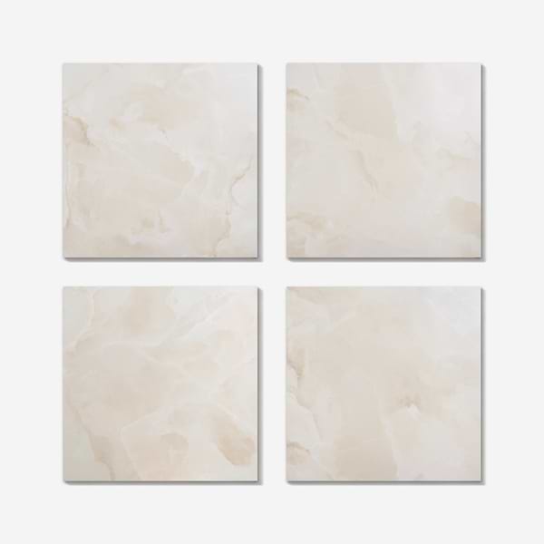 Harmonyx Vanilla White 48x48 Onyx Look Satin Porcelain Tile in Warm White, View 6, open zoomed image