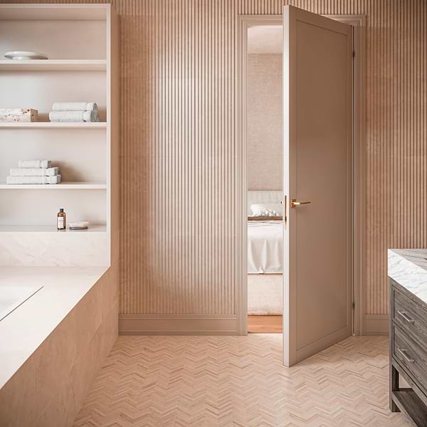 Stonework Pleat Rosa Perlino 12x24 3D Honed Marble Tile