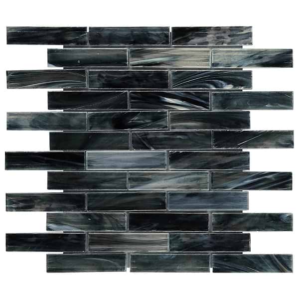 Artwater Iridescent Night Black 1x4 Polished Glass Mosaic Tile