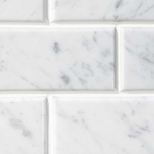 Carrara White 2x4 Beveled Marble Polished Mosaic Tile